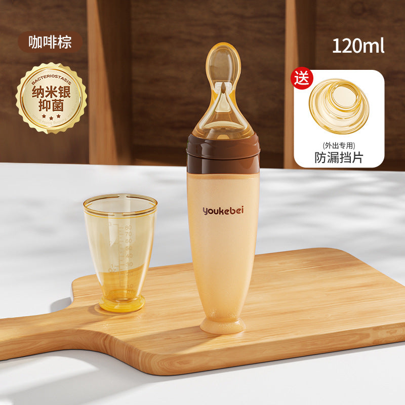 Baby rice porridge spoon, baby bottle, squeezing feeding spoon, baby silicone soft spoon, baby complementary food