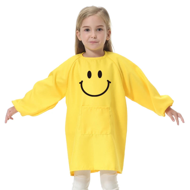 Children's Kitchen Cooking Baking Painting Clothes Polyester Kid Anti-Wear Smock Baby Eating Aprons Print LOGO