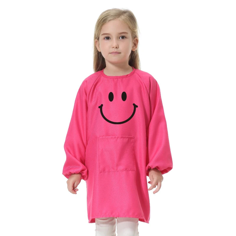 Children's Kitchen Cooking Baking Painting Clothes Polyester Kid Anti-Wear Smock Baby Eating Aprons Print LOGO