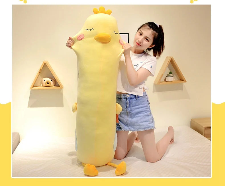 New Giant Soft Duck Plush Toy Stuffed Cartoon Animal Chicken Doll Sleep Long Pillow Cushion Boyfriends Pillow Birthday Gifts