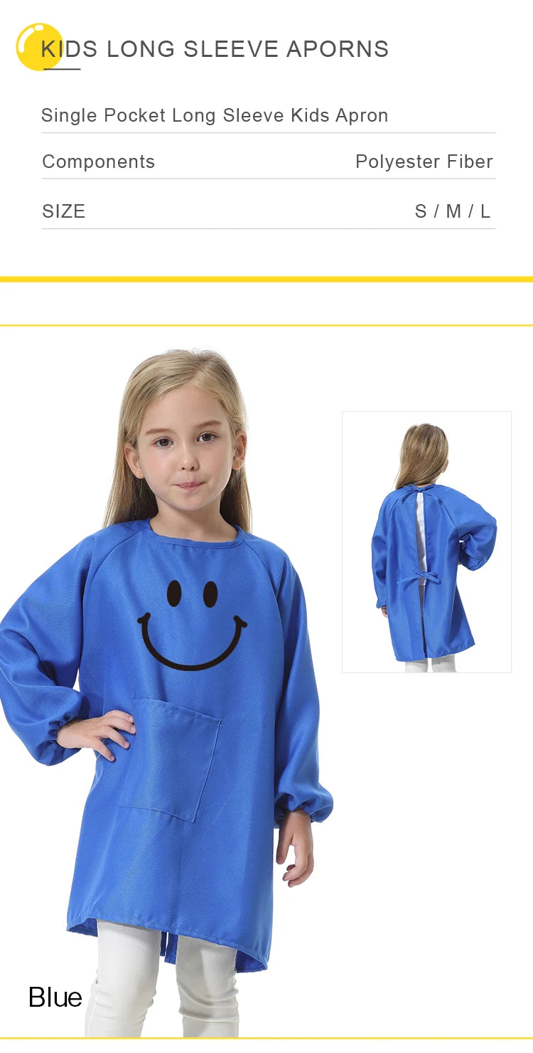 Children's Kitchen Cooking Baking Painting Clothes Polyester Kid Anti-Wear Smock Baby Eating Aprons Print LOGO