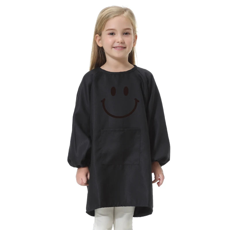 Children's Kitchen Cooking Baking Painting Clothes Polyester Kid Anti-Wear Smock Baby Eating Aprons Print LOGO