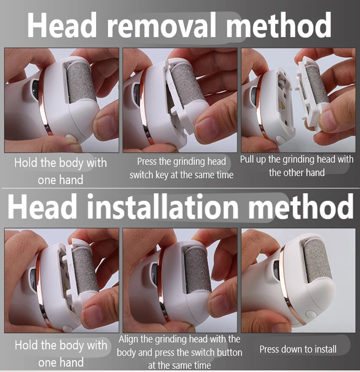 New 6PCS Foot Care Tool Heads Pedicure Hard Dead Skin Callus Remover Refills Replacement Rollers Foot Files Accessories