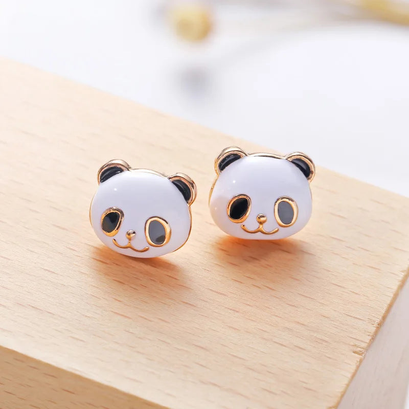 JIOFREE Korea Style Cartoon panda clip on earrings non pierced earrings ear clips Ear Cuff For Women party