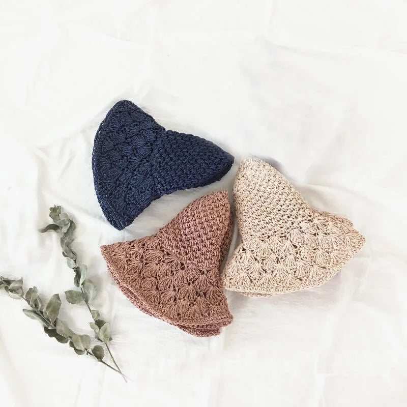 Women Raffia Straw Hat Summer Handmade Floppy Ladies Visor Hat Foldable Panama Beach Anti-UV Sun Hat