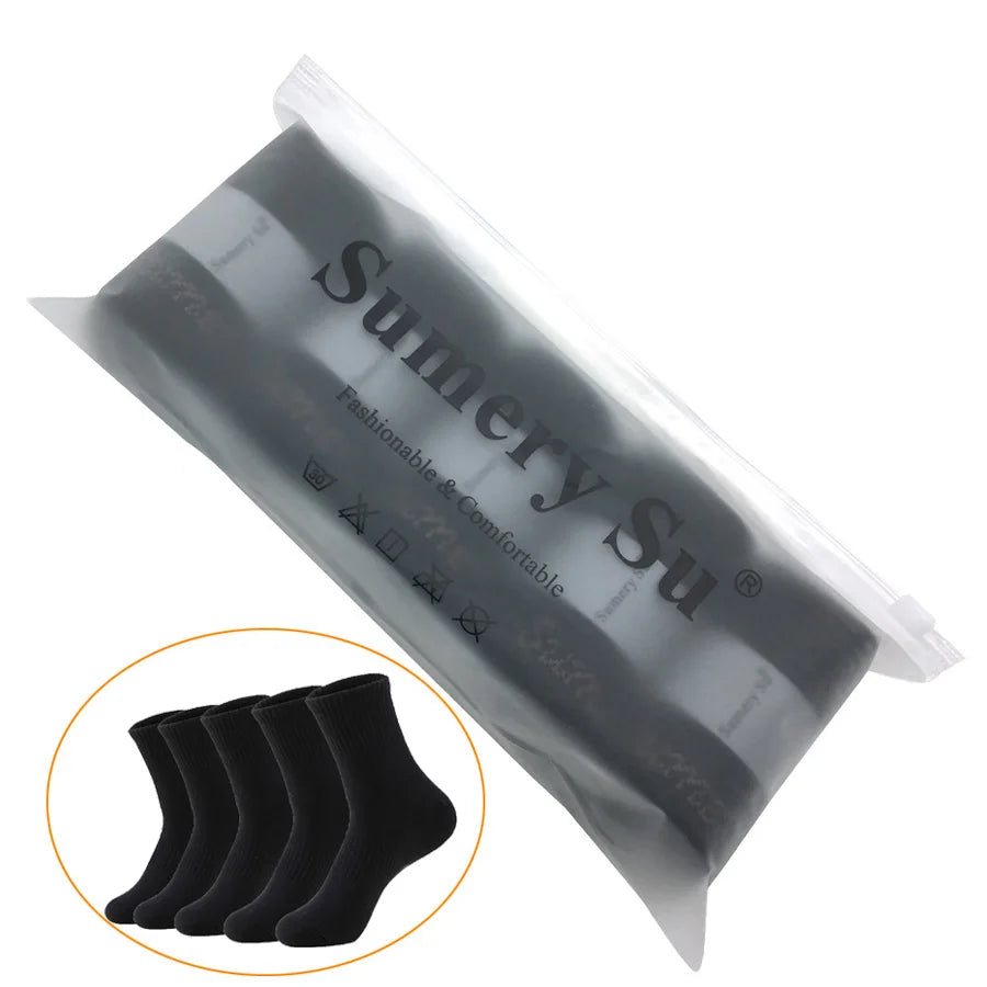 5 Pairs/Lot Socks Men Cotton Running Casual Thick Solid Compression Breathable Outdoor Travel Long High Crew Sock Male 4 Styles