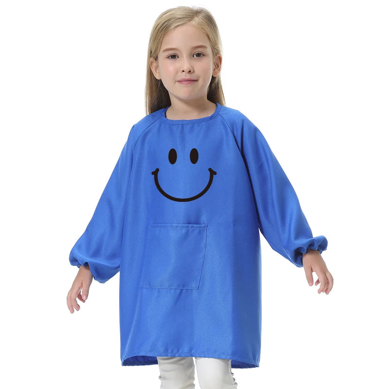 Children's Kitchen Cooking Baking Painting Clothes Polyester Kid Anti-Wear Smock Baby Eating Aprons Print LOGO
