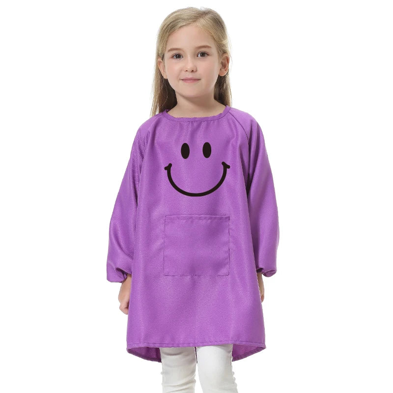 Children's Kitchen Cooking Baking Painting Clothes Polyester Kid Anti-Wear Smock Baby Eating Aprons Print LOGO