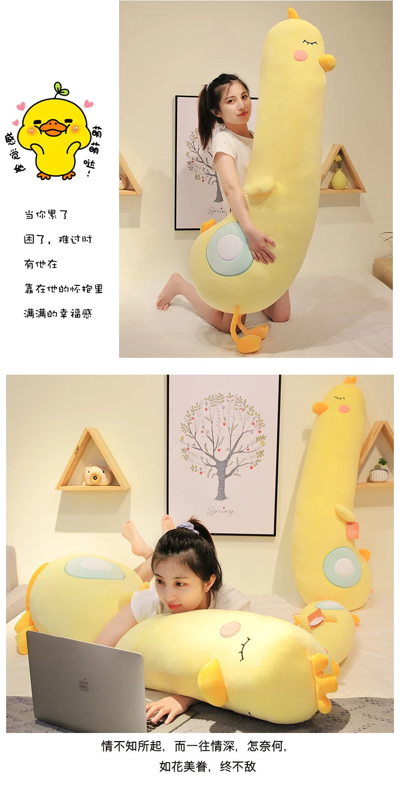 New Giant Soft Duck Plush Toy Stuffed Cartoon Animal Chicken Doll Sleep Long Pillow Cushion Boyfriends Pillow Birthday Gifts