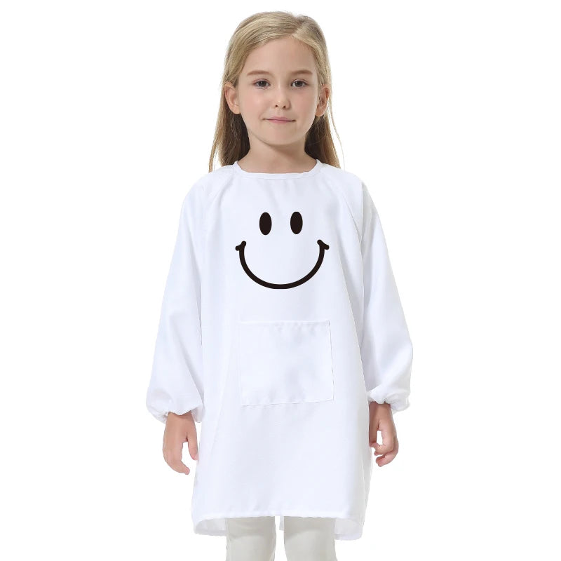 Children's Kitchen Cooking Baking Painting Clothes Polyester Kid Anti-Wear Smock Baby Eating Aprons Print LOGO