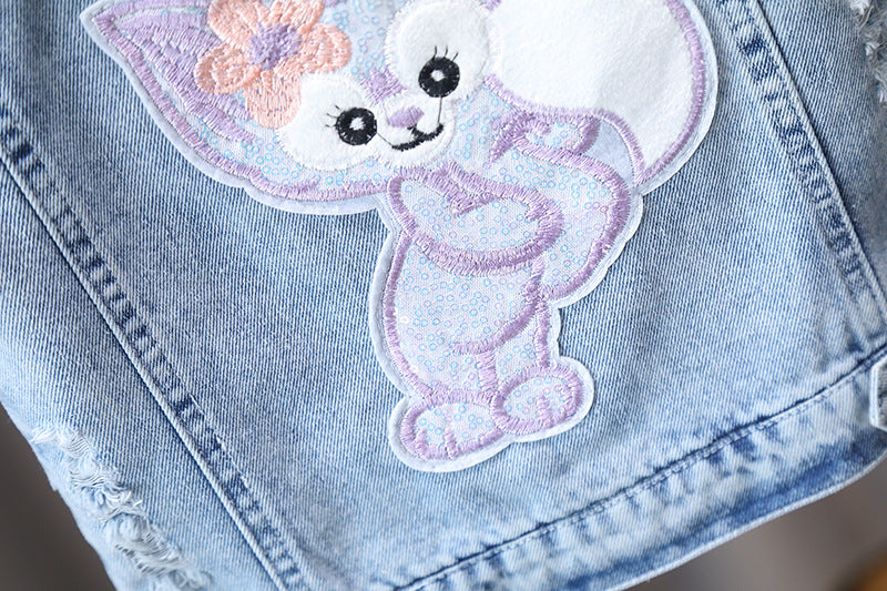 Kids Casual Vest Girl Denim Vest Light Blue Jeans Jacket Autumn Sleeveless Loose Short Coat Children Waistcoats