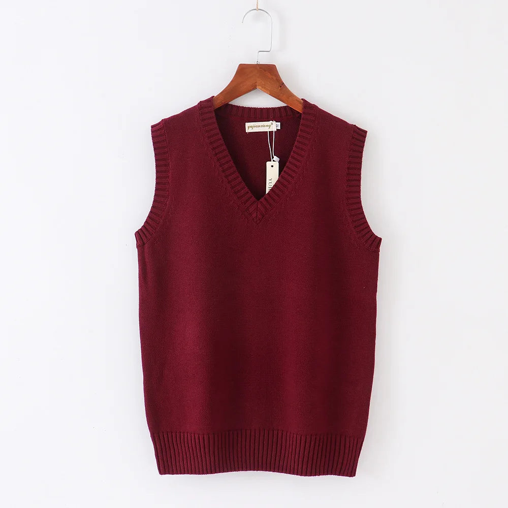 Japanese School JK Uniform Sweater Vest High School Uniform For Girls Boy Cosplay Halloween Winter Anime Vest cute Knitting Coat