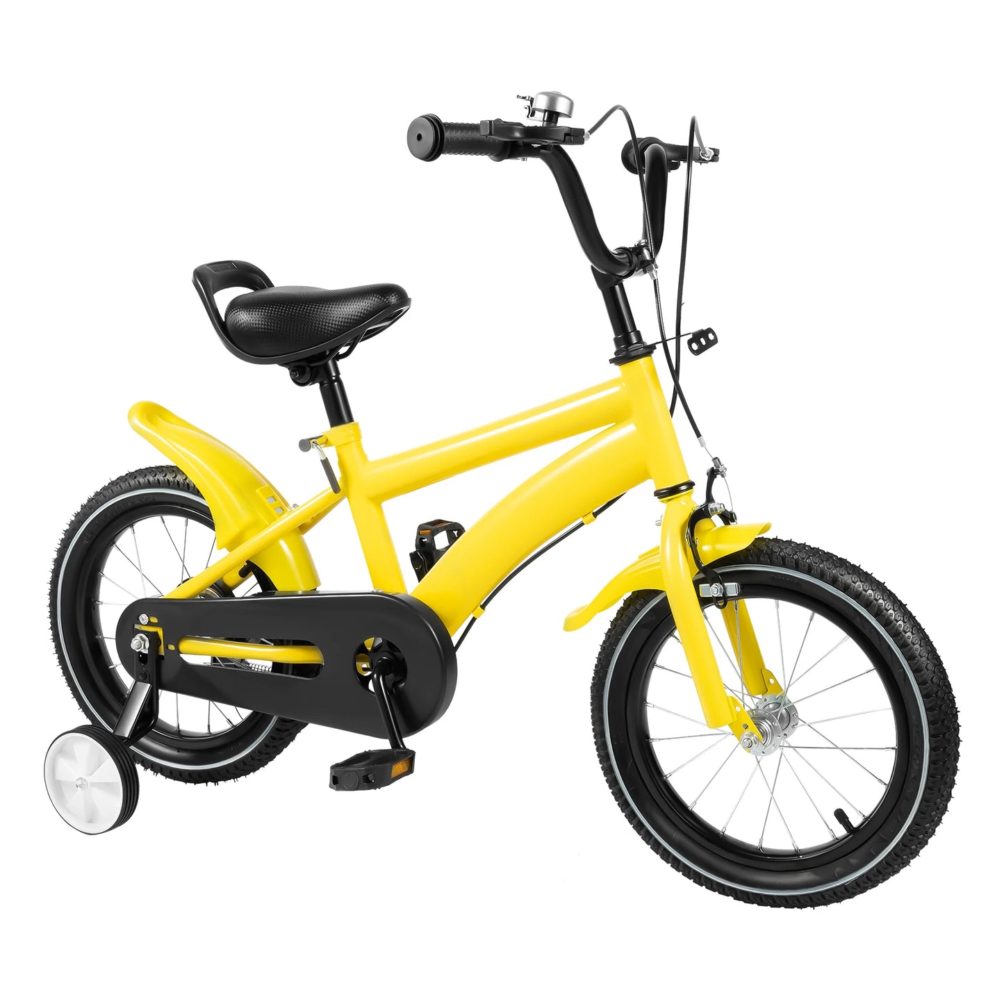 14 Inch Kids Bike Adjustable Seat Dual Brakes Children's Bicycle Load 50kg w/Training Wheels for Ages 2-4, Yellow/Blue/Red/White