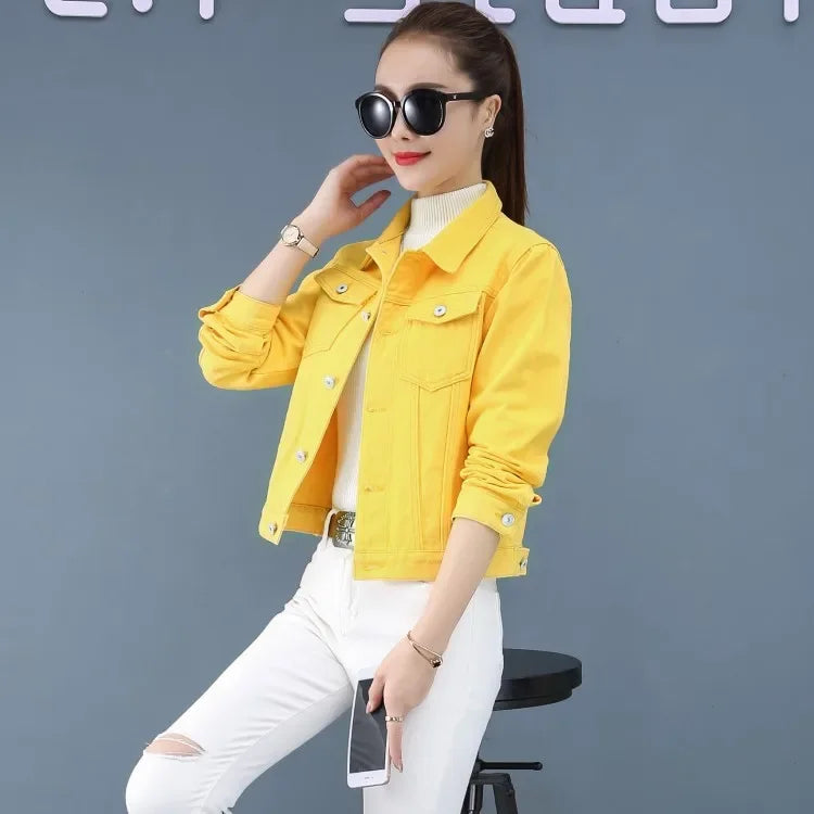 Trendy Denim Jacket For Women Cropped Slim Fit Spring Spring Colorful Student Top Popular On The Internet Versatile Clothing