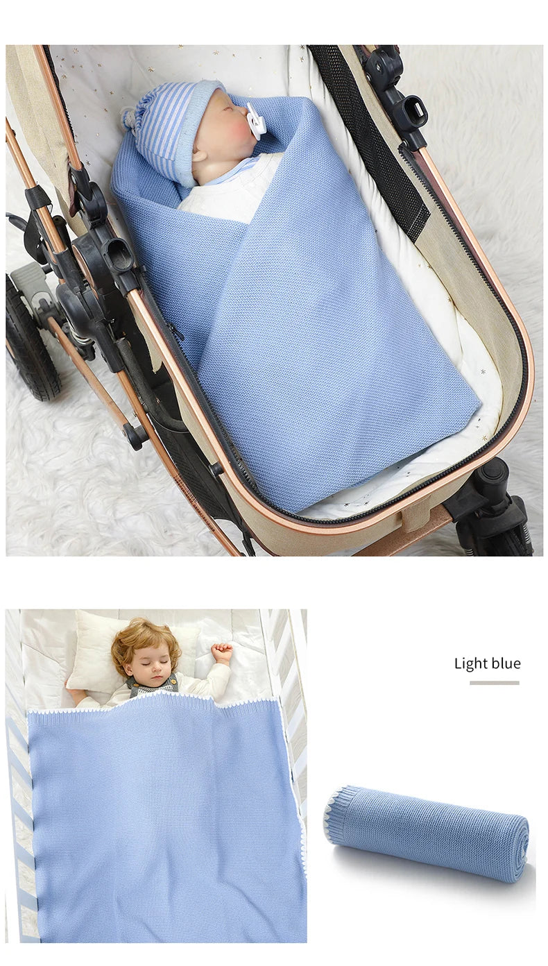 Baby Blankets Knitted Newborn Boy Girl Bedding Quilt 90*70CM Plaid Infant Stroller Swaddle Envelop Wrap Fashion Solid Super Soft