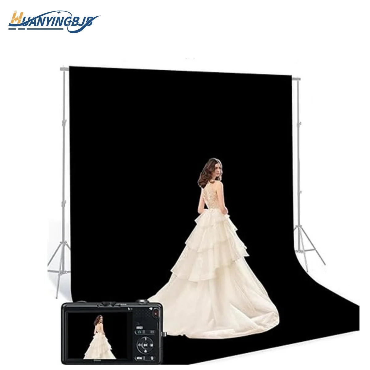 HUANYINGBJB Photography Background Backdrop Cloth Black Screen Muslin Cotton Fabric Chroma key For Photo Studio Video Portrait