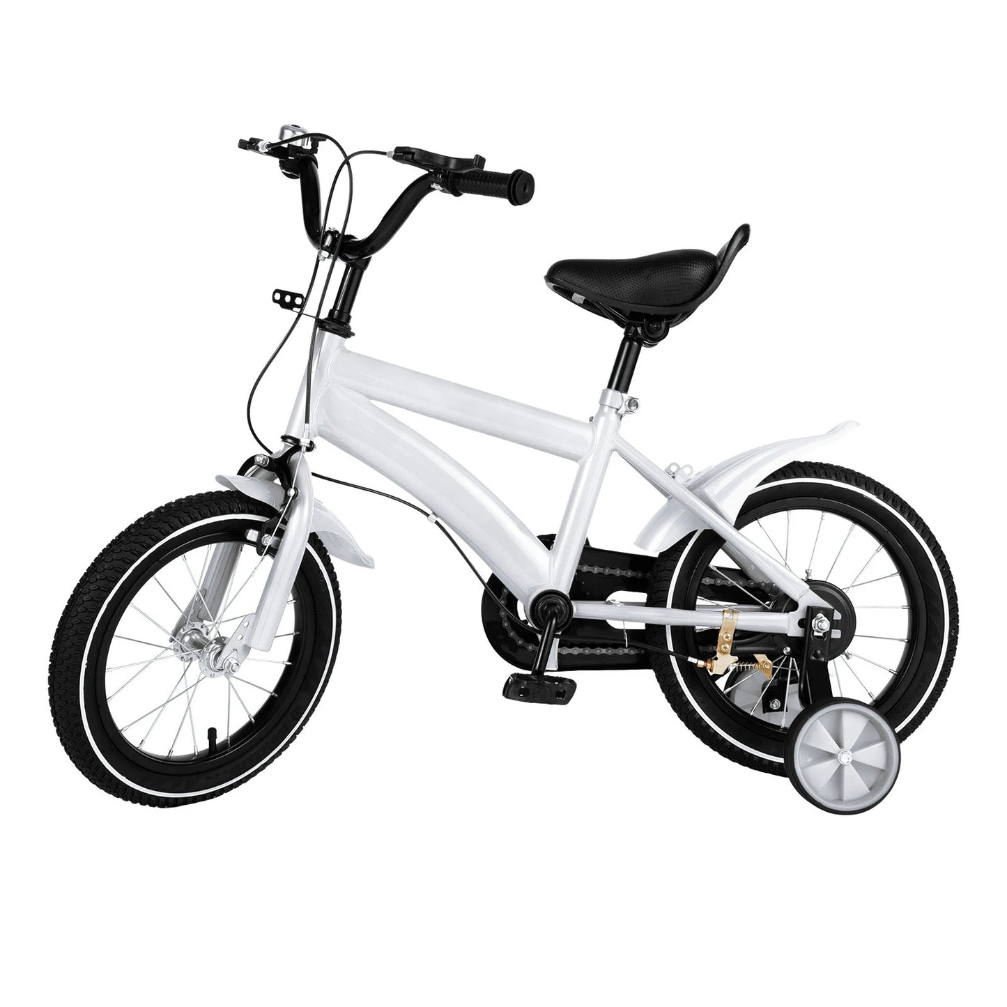 14 Inch Kids Bike Adjustable Seat Dual Brakes Children's Bicycle Load 50kg w/Training Wheels for Ages 2-4, Yellow/Blue/Red/White