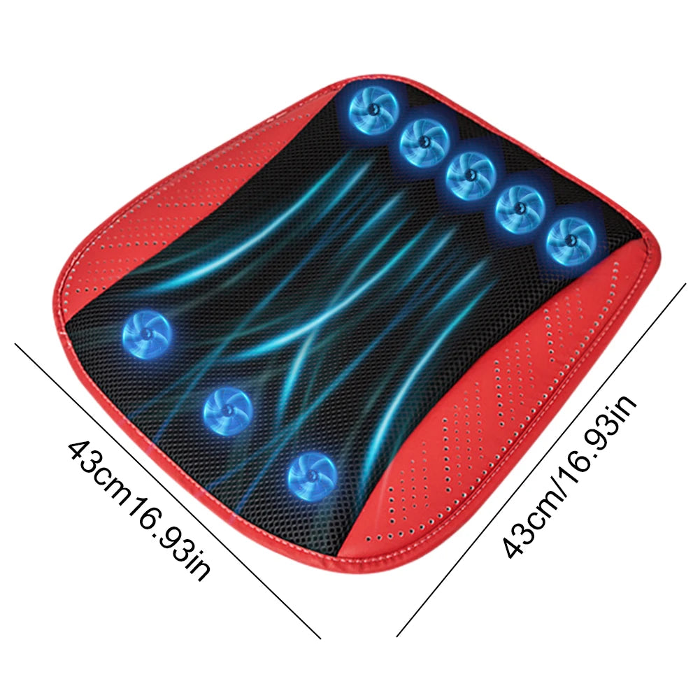Car Cooling Cushion with Fan Universal Ice Silk Seat Cushion Blowing Ventilation Summer Cool Air Seat Cushion Car Interior Acces