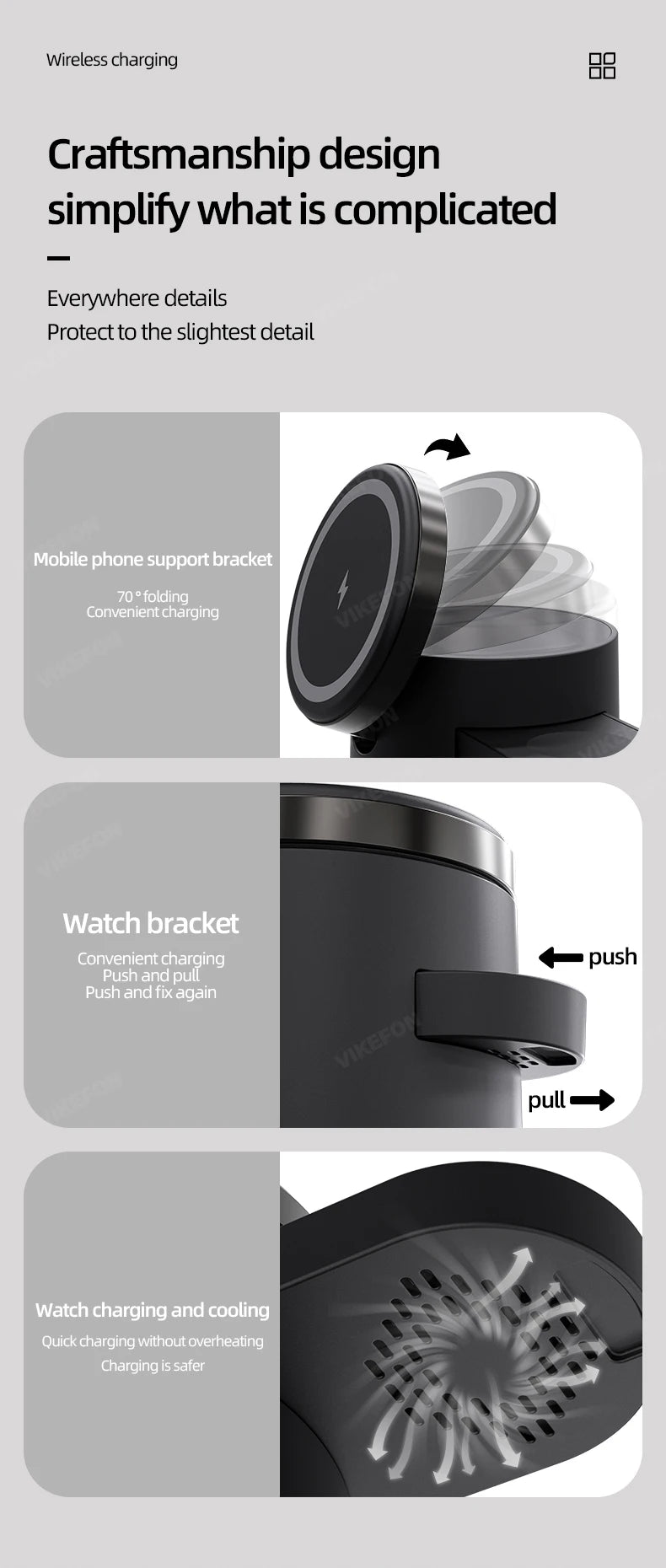 4 in 1 QI2 Wireless Charger Fast Charging Dock Stand Night Light For Magsafe iPhone 16 15 14 Pro Max Airpods Pro 2-8 Apple Watch