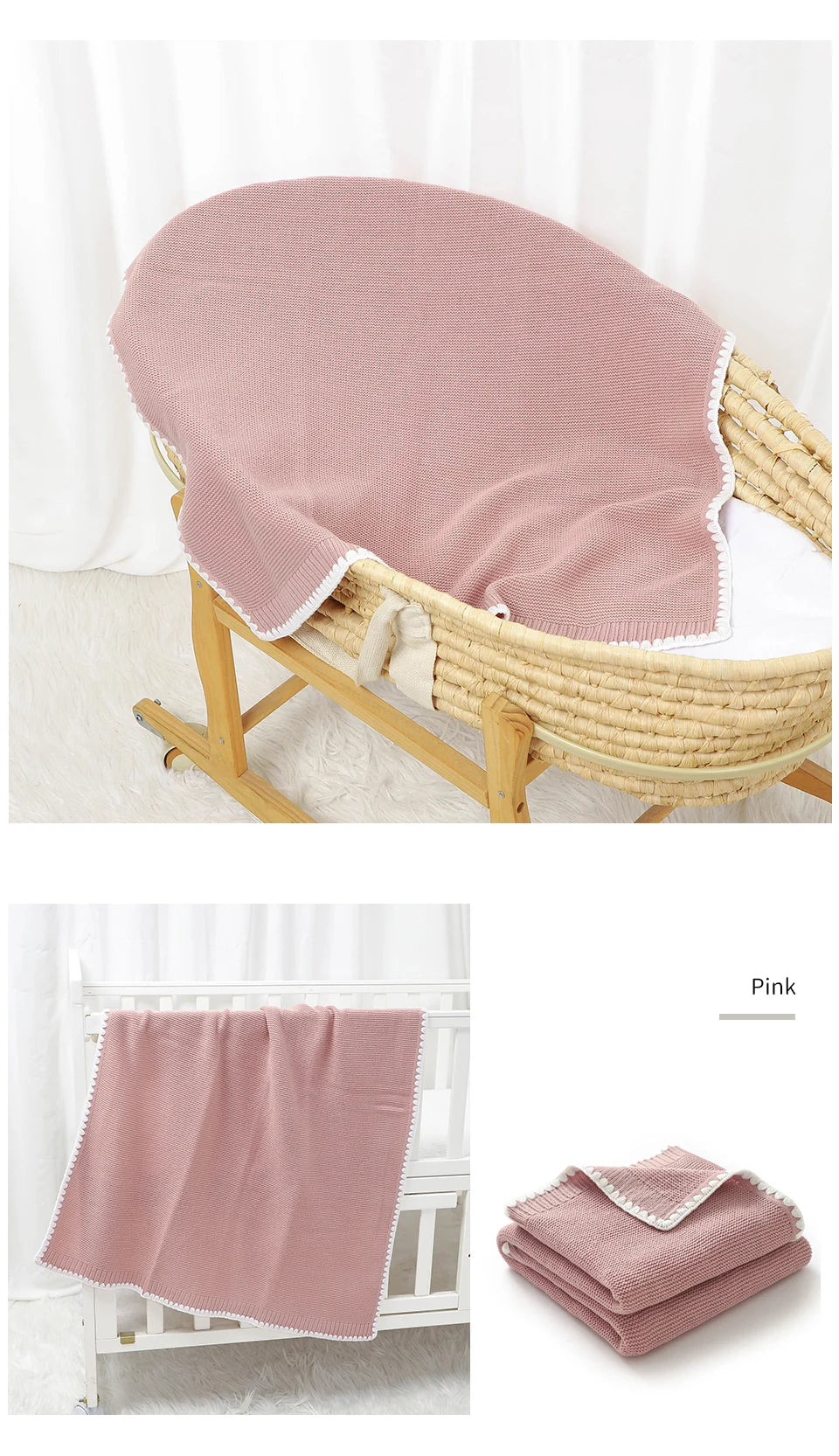 Solid Baby Receiving Blankets for Girl & Boy 90*70cm Knitting Newborn Netural Dual-Use Crib Nap Bedding Sheets Children Cellular