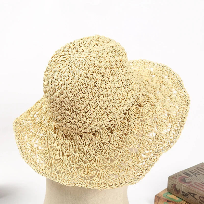 Summer Straw Hat for Women Large Brim Sun Hat Folding Travel Beach HatSun Shade Parent-child Hat Mom Girls Sun Hats