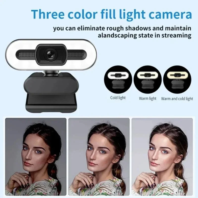 4k Webcam Autofocus Hd Webcam With Fill Light Rotatable Laptop Webcam Pc Computer Camera With Microphone For Youtube Video