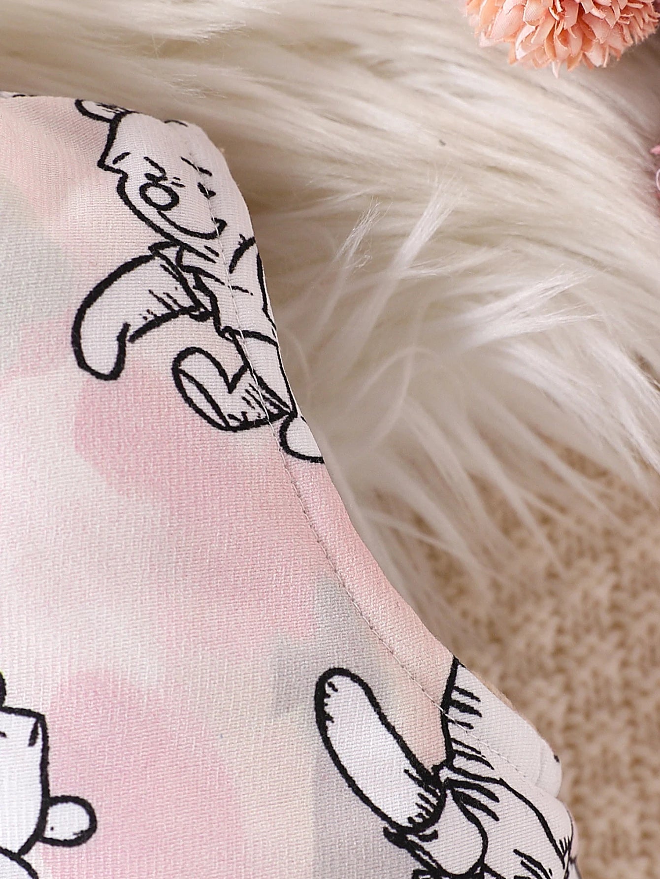 Winter baby girl fashion cute cartoon bear full body printed slanted pocket design with velvet stand up collar zipper vest