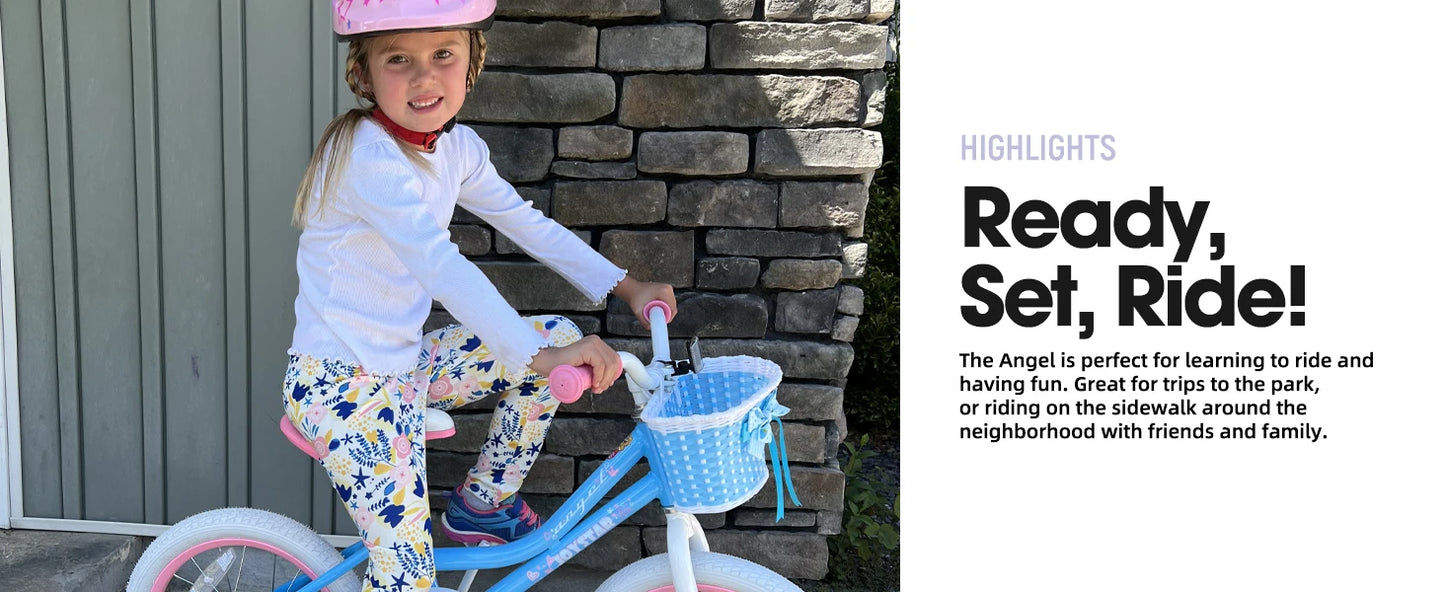 US warehouse Colorful Girls Bike with Basket & Training Wheels 12 14 16 18 Inch Kids Bike Foot Brake Child Children Bicycle