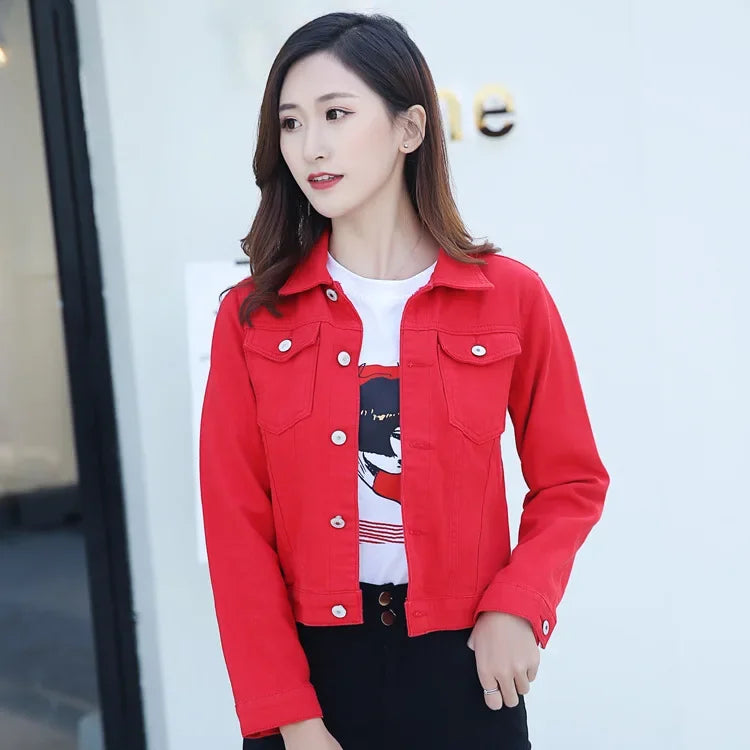 Trendy Denim Jacket For Women Cropped Slim Fit Spring Spring Colorful Student Top Popular On The Internet Versatile Clothing