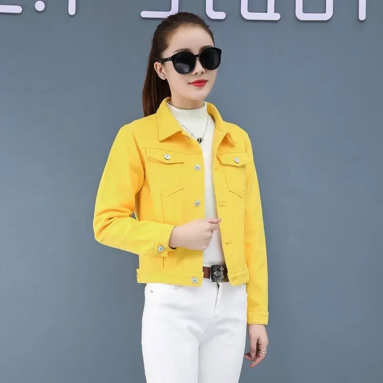 Trendy Denim Jacket For Women Cropped Slim Fit Spring Spring Colorful Student Top Popular On The Internet Versatile Clothing