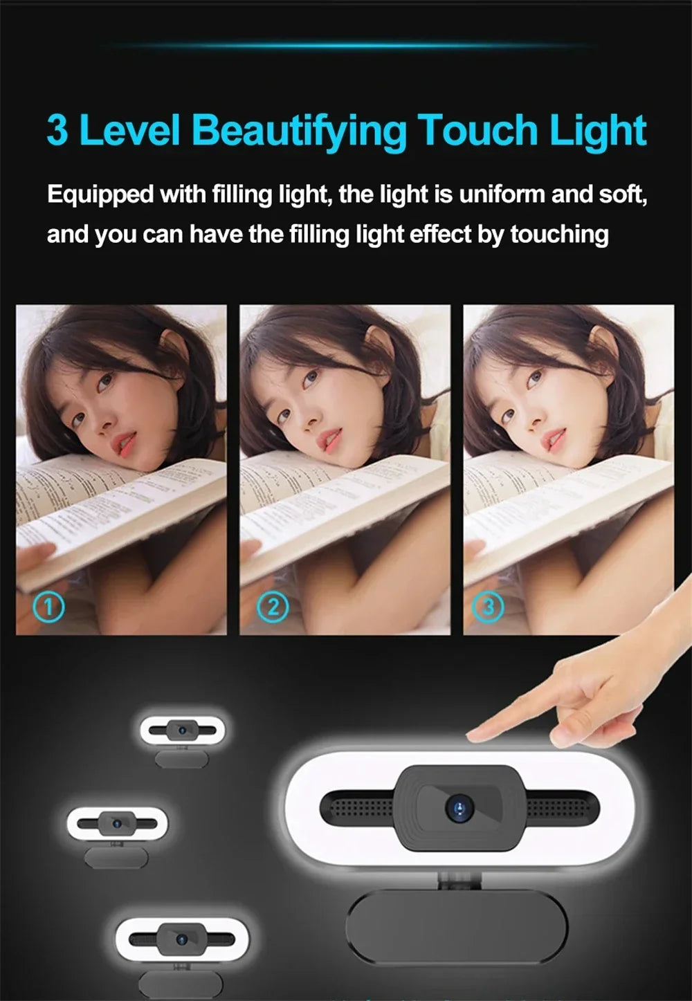 4k Webcam Autofocus Hd Webcam With Fill Light Rotatable Laptop Webcam Pc Computer Camera With Microphone For Youtube Video
