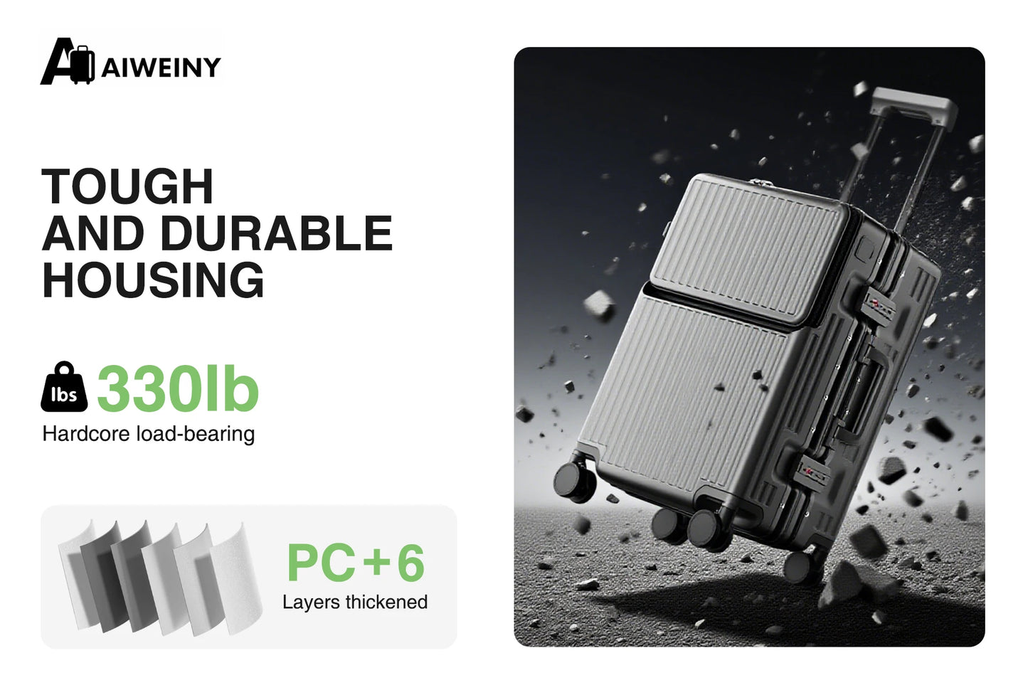 AIWEINY 2025 Aluminum Frame Suitcase PC Hard Shell Pressure-Resistant Travel Luggage, 360° Silent Swivel Wheels, with TSA Lock.