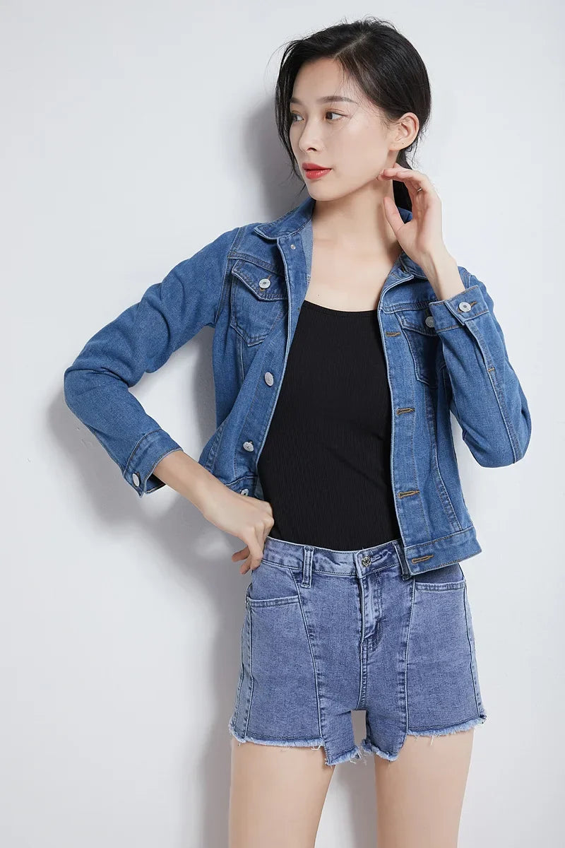 Trendy Denim Jacket For Women Cropped Slim Fit Spring Spring Colorful Student Top Popular On The Internet Versatile Clothing