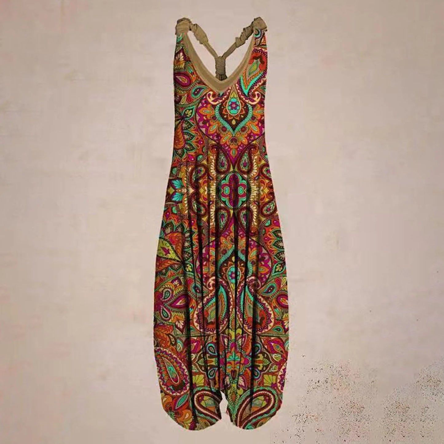 Vintage Womens Summer Playsuit Romper Jumpsuit Ladies Sleeveless Casual Floral Print Elegant High Waist Jumpsuits Комбинезоны