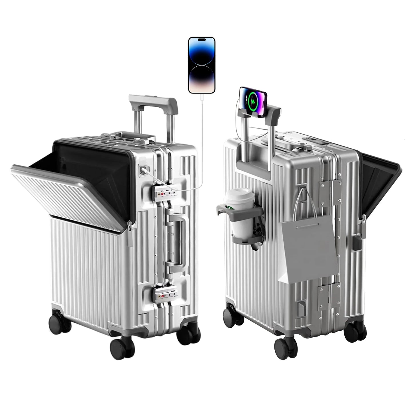 AIWEINY 2025 Aluminum Frame Suitcase PC Hard Shell Pressure-Resistant Travel Luggage, 360° Silent Swivel Wheels, with TSA Lock.