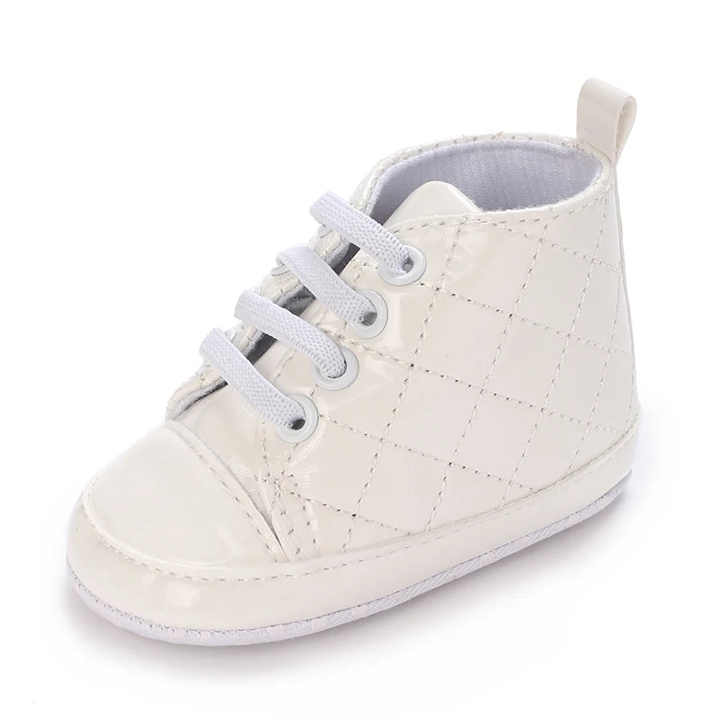 0-18 Months Infant Spring Shoe Newborn Infant Girls and Boys Recreational Baptism Non-Slip Walking Shoe White Soft-soled Sneaker