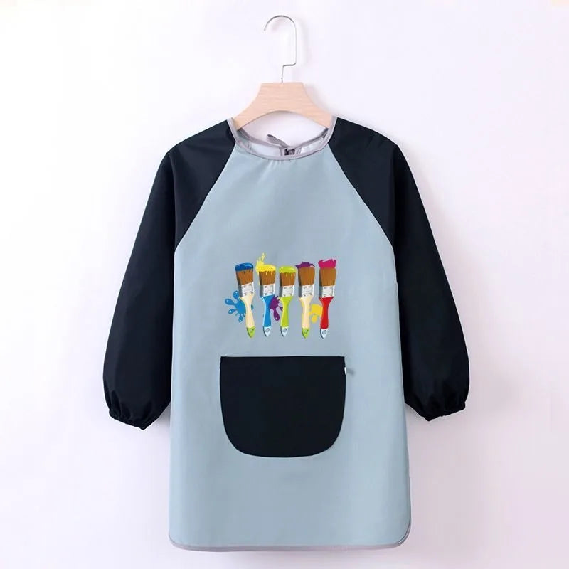 Kids Painting Apron Waterproof Art Smocks Child Girl Smocks for Painting Arts Aprons with Long Sleeve Uniform Xmas Birthday Gift