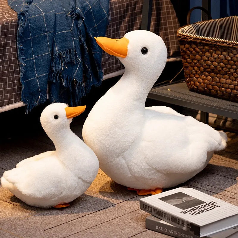 Kawaii Lifelike Duck Plush Toy Realistic Cute White Goose Stuffed Animal Toys Gifts For Kids Pets Simulated Duck Birthday Gifts