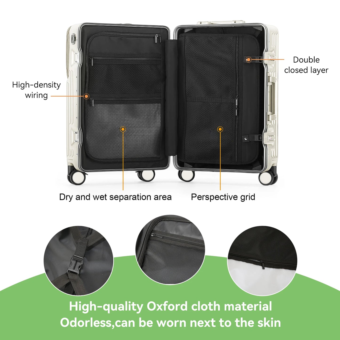 AIWEINY 2025 Aluminum Frame Suitcase PC Hard Shell Pressure-Resistant Travel Luggage, 360° Silent Swivel Wheels, with TSA Lock.