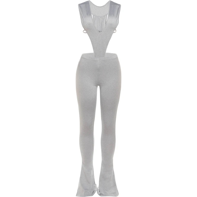 Weird Puss Sexy Hipster Women Tracksuit 2 Piece Set Deep V-Neck Sleeveless Bodysuit+Leggings Matching Hipster Streetwear Outfits