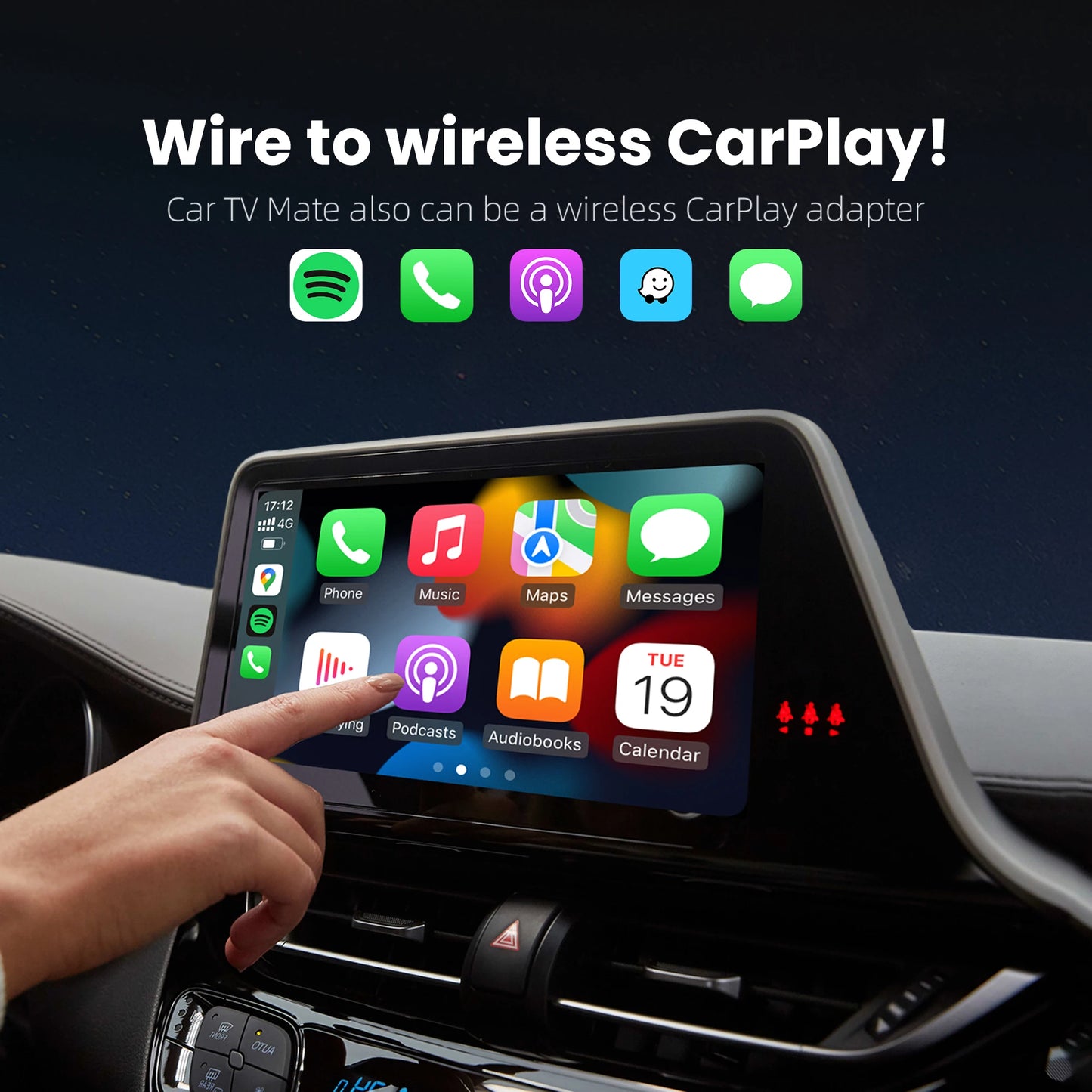 2024 Wireless CarPlay Adapter OTTOCAST Car TV Mate C3 Multimedia Adapter Video Converter for HDMI for TV Sticks Game Consoles