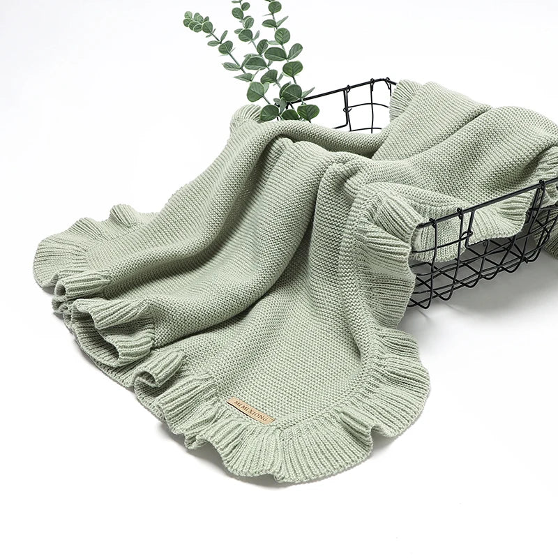 Baby Blankets Knitted Infant Boys Crib Bedding Quilt Girls Plaid 90*70cm Newborn Stroller Swaddling Warp Fashion Solid Ruffles