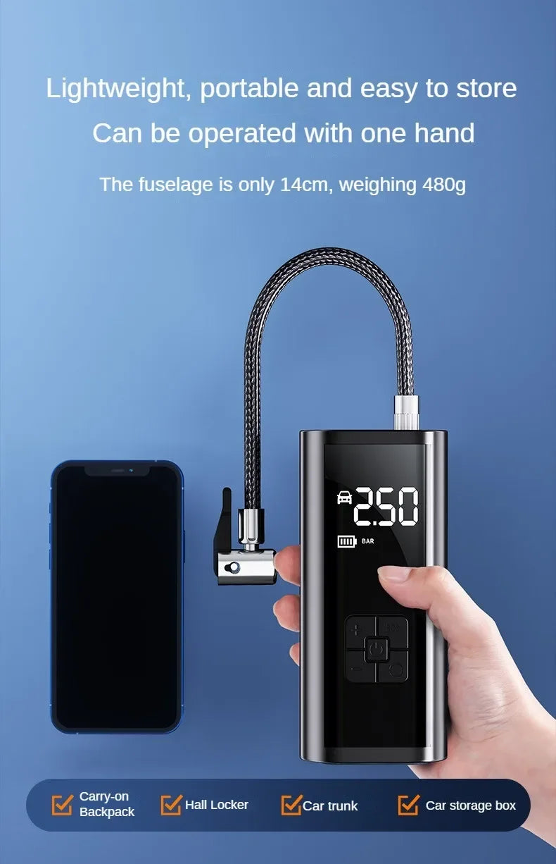 EAFC Portable Tire Inflator Rechargeable Electric Inflator For Car Bicycle Digital Air Compressor Football Ball Inflator Pump