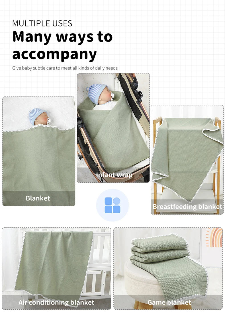 Baby Blankets Knitted Newborn Boy Girl Bedding Quilt 90*70CM Plaid Infant Stroller Swaddle Envelop Wrap Fashion Solid Super Soft