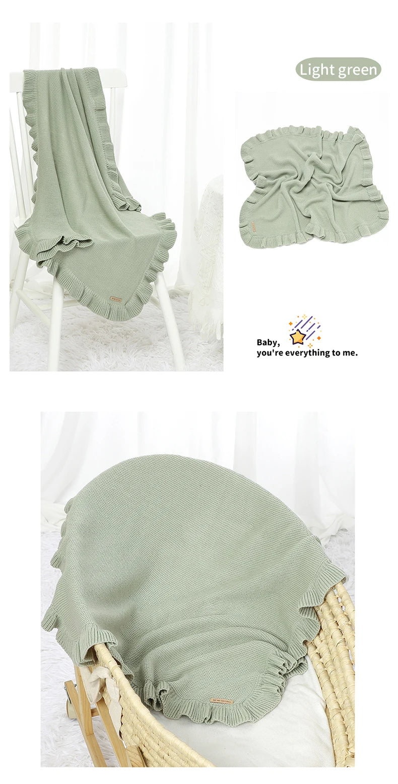 Baby Blankets Knitted Infant Boys Crib Bedding Quilt Girls Plaid 90*70cm Newborn Stroller Swaddling Warp Fashion Solid Ruffles