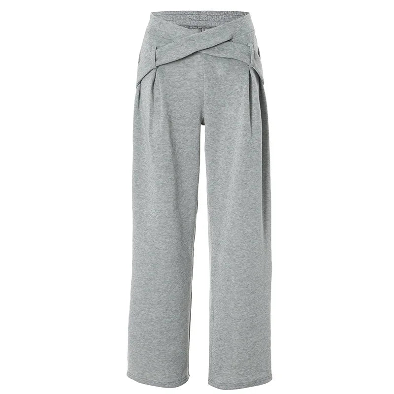 Women Plus Size Two Piece Set Daily Grey Casual Round Neck Casual High Street Waistcoat Pocket Pull-On Waist Two Piece Pant Sets