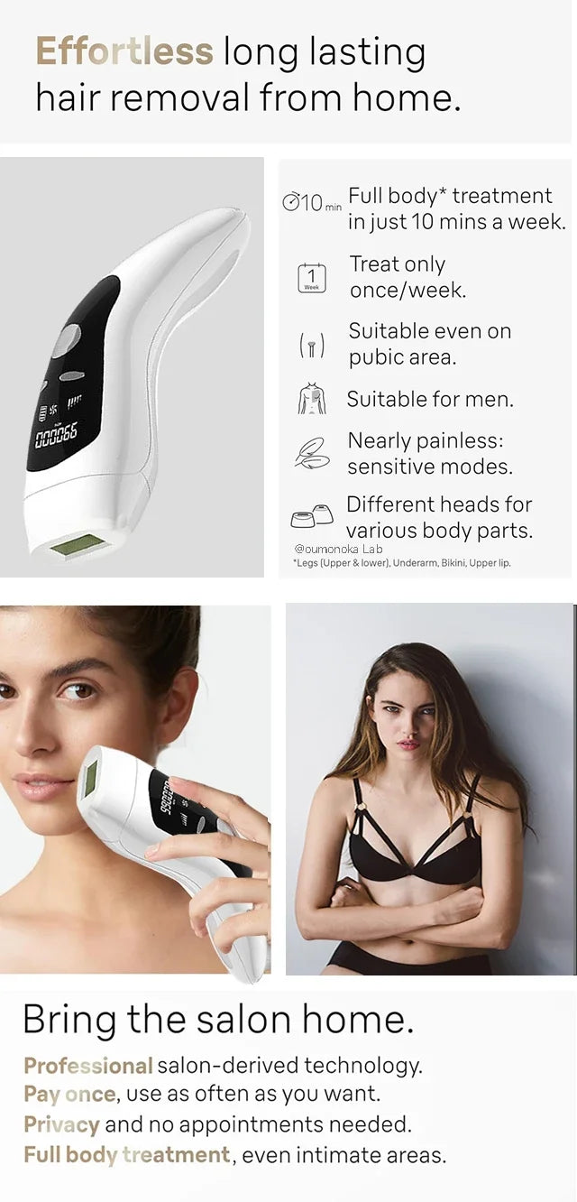 IPL Hair Removal Device 999999 Flashes Permanent Epilator Body Treament Home Use for Women Men Facial Shaver Cutting Machine