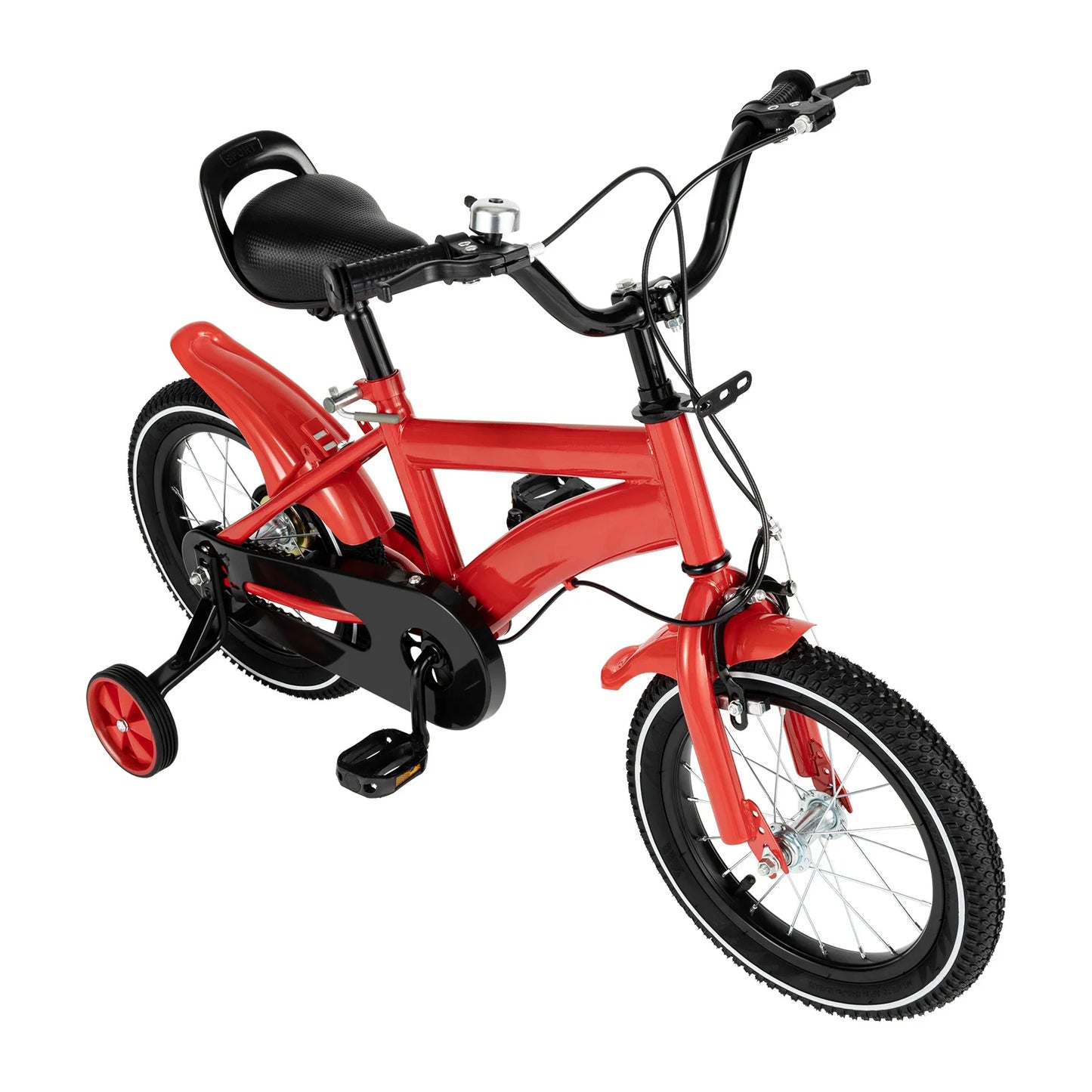 14 Inch Kids Bike Adjustable Seat Dual Brakes Children's Bicycle Load 50kg w/Training Wheels for Ages 2-4, Yellow/Blue/Red/White