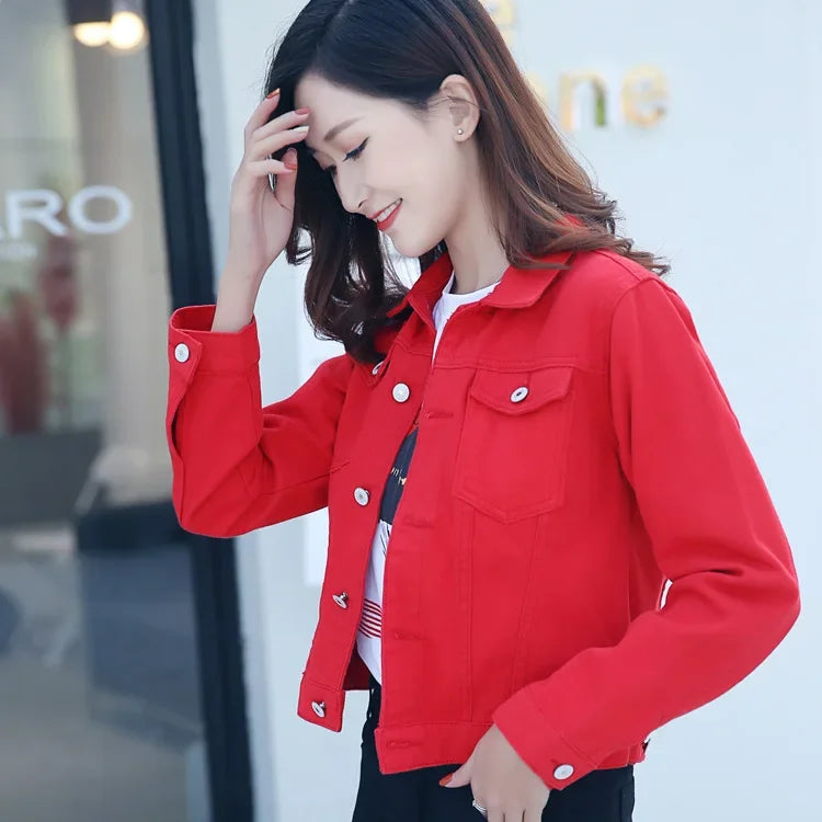 Trendy Denim Jacket For Women Cropped Slim Fit Spring Spring Colorful Student Top Popular On The Internet Versatile Clothing