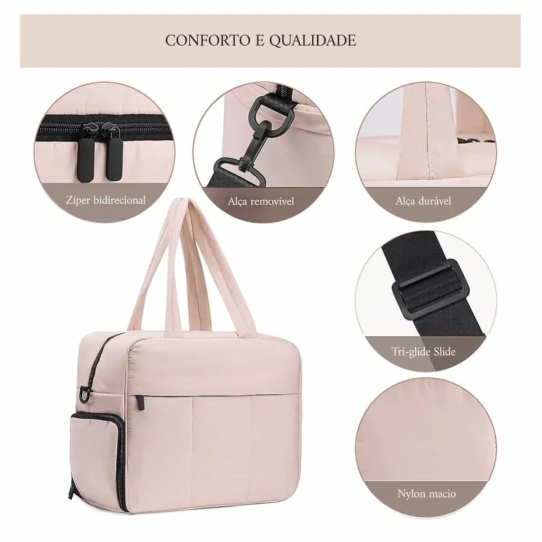 Duffel Weekender Bag Large Capacity Women Multifunction Leisure Travel Puffer Tote Gym Bag Carry on Bag with A Shoe Compartment
